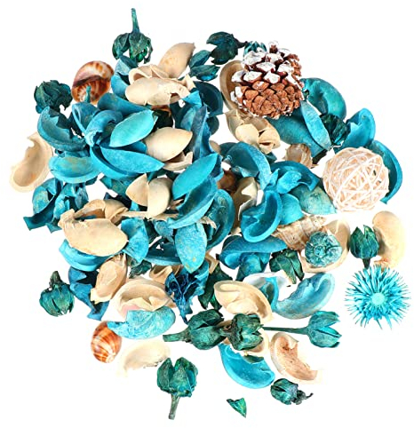 HEALLILY Sea Shell Potpourri Bag Fresh Ocean Scent Sea Dried Flower Scented Rattan Ball Sachets Decorative Spring Fragrance Bowl Filler and Vase Filler, Assorted Color, 13x13cm