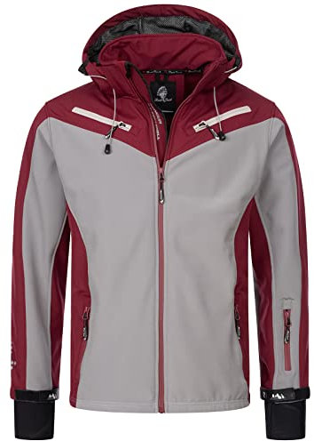 Rock Creek Herren Softshell Jacke Outdoor Jacke Windbreaker Übergangsjacke Anorak Kapuze Regenjacke Winterjacke Herrenjacke Jacket H-286 Weinrot 2XL