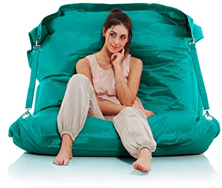 SMOOTHY Original Supreme Indoor & Outdoor Sitzsack XXL 450L Riesensitzsack Sitzkissen Sessel für Kinder & Erwachsene (Pazifik-Blaugrün)