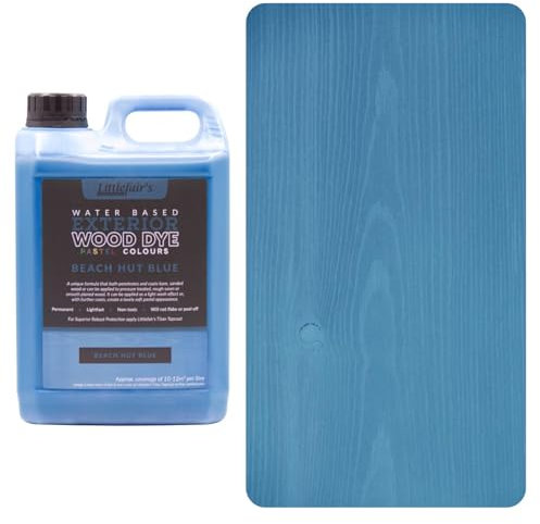 Littlefair's Holzlasur Außen 5ltr - Holzlasur Für Natürliche Holzmaserung - Wasserbasierte Holz Lasur - Schnell Trocknend, Schützt Und Umweltfreundlich - Farbe:Strandhütte Blau)