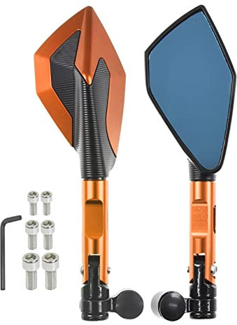 Zubehör Motorrad CNC Spiegel Rückspiegel Für HONDA Forza 125 FORZA 250 FORZA 300 Forza 350 750 2018-2021 2022 Rückspiegel (Farbe : Orange)