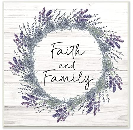 Stupell Industries ND Art Schild Faith and Family, blaue Hyazinthe, Blumen, Wilddistel, Design