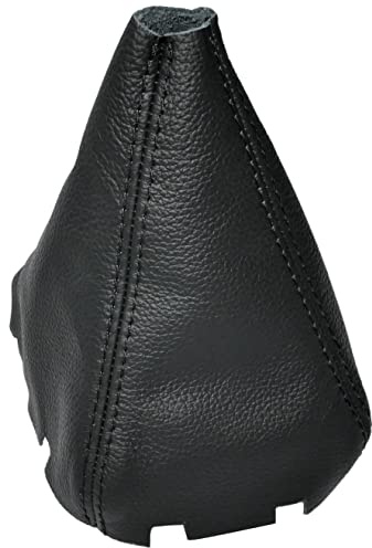 AERZETIX - C60302 - Schalthebelmanschette aus echtem schwarzem leder - kompatibel mit Mercedes-Benz SLK R171 2004-2011 - farbe: schwarz mit schwarz nähten - für manuelles getriebe