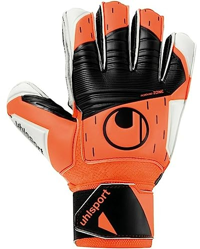 uhlsport Soft Resist+ Flex Frame Torwarthandschuhe Gloves für Erwachsene und Kinder Fußball Soccer Football - geeignet für jeden Untergrund - Fluo orange/weiß/schwarz - Größe 5