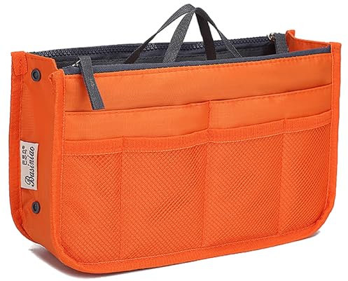 YUEMING Handtaschen Organiser, Taschenorganizer für Frauen, Kosmetikorganizer 13 Taschen Erweiterbar Liner Bag Pouch Reißverschluss Tote Organizer Wickeltasche Reisetasche mit Griff 28x18x10cm