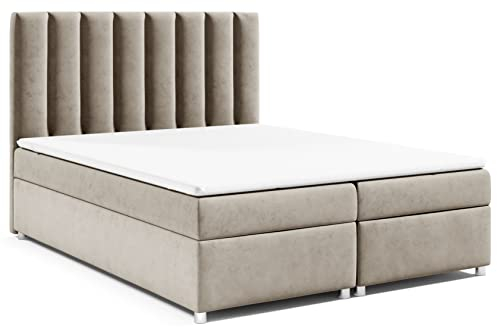 Best for Home Boxspringbett mit Bettkasten Trinity K-10 Bonellfederkern inkl. Topper 180x200 Beige