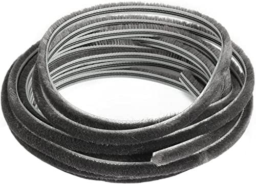 TOP-VIGOR Striscia adesiva a spazzola per finestre, 6 m (L) x 7 mm (W) x 6 mm (T), guarnizione adesiva per finestre e finestre, in feltro ad alta densità, paraspifferi