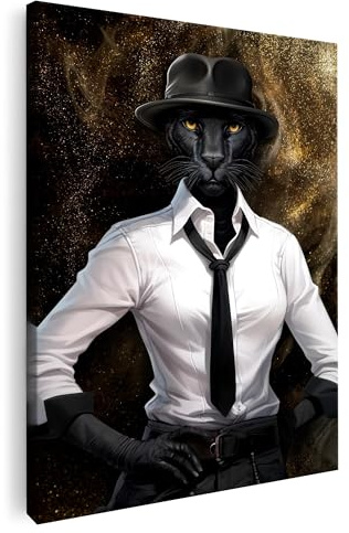 ARTMAZING Pantherbild gross hochkant | Bilder Panther modern auf Leinwand | Pantherbilder | Coole Wandbilder Wohnzimmer | Wandbild Deko XXL | | Wand, 45x60cm