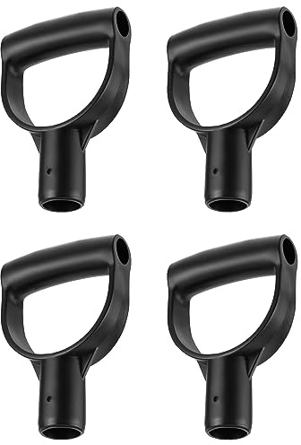 QWORK Shovel D Grip Handle, 4 Pack 1-1/8 Inside Diameter PVC D Shaped Grip Shovel Handle Replacement for Digging Raking Tools, WD30567