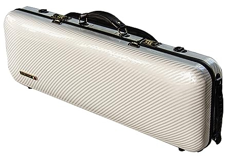 Christina 4/4 Full Size Violin case High-Strength Carbon Fiber Rectangular Violin Music Bag With Combination Lock and Extra Bag White Violin Hard Case (VB-Square-White Stripe spot)