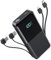 Snomh Power Bank, 20.000mAh Power Bank mit Eingebautem USB-C Kabel und Taschenlampe, 22.5W Externer Handyakkus PD 3.0 QC 4.0 Tragbares Ladegerät LED Display Kompatibel mit Smartphone, Tablet und mehr