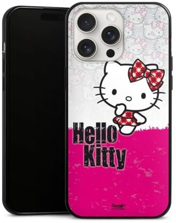 Slim Case extra dünn kompatibel mit Apple iPhone 15 Pro Max Silikon Handyhülle schwarz Hülle Hello Kitty Fanartikel Kawaii