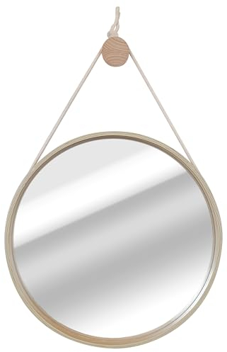 INSPIRE - Runder Spiegel NORDIK Cord - Ø 57,5 cm - Hängespiegel - Holz - Beige
