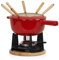 Mahlzeit Service à Fondue en Fonte pour 6 Personnes | 2 litres | Service à Fondue à 13 pièces avec brûleur et fourchettes | Service à Fondue Chocolat, Fondue bourguignonne (Rouge émaillé)