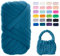 Uiopa Filato Gigante Blu Denim, 500g Filo Cotone Grosso Tubolare a Mano, Gomitolo di Filato Chunky Yarn per Borse, Coperte, Cestini, Nidi di Animali Domestici, Artigianato Fai-da-Te