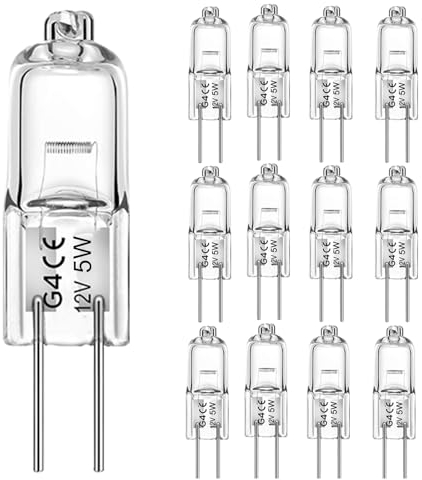 WeshLMPO Halogen G4 5w 12v 12 Stücke G4 Halogen Leuchtmittel 2700K Warmweiß Dimmbar für Backofen 300 Grad.