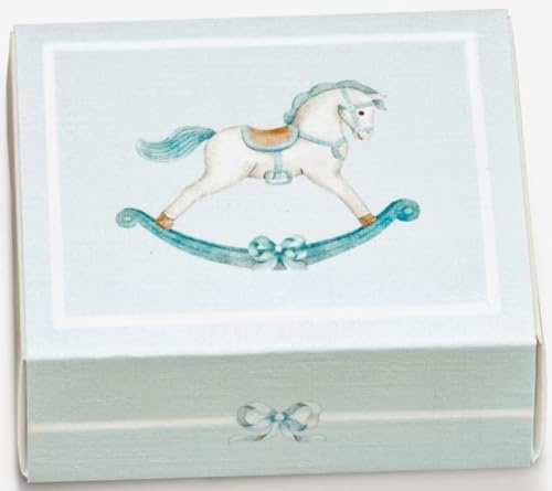20 Bonboniere Box mit Bild Schaukelpferd hellblau 16958