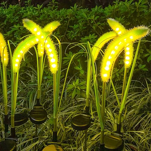 XVZ Solarlampen für Außen Garten, 2 Stück Solar Gartenleuchten Schilf Solarleuchten mit 9LED IP65 Wasserdicht für Rasen, Gehweg, Terrassen, Balkon, Landschaft Deko
