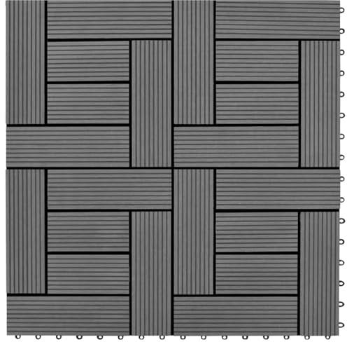 Swpsd 22 pcs Decking Tiles Decking Boards Flooring Deck for Patios, Balcony, Bathrooms, or Pool or Spa Area 30x30 cm 2 sqm WPC Grey Option2