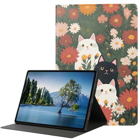 DHEEBFWE for iPad 9th/8th/7th Generation 10.2 Inch Case 2021/2020/2019,Premium Leather Folio Stand Auto Wake/Sleep,Multiple Viewing Stand,Cat in Garden