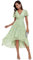 Ever-Pretty Robe D'Invité Jupe Trapèze Col en V Manches Volantées Robe Femme Chic Et Elegant Belle Robe Soirée Vert Clair Rose 40