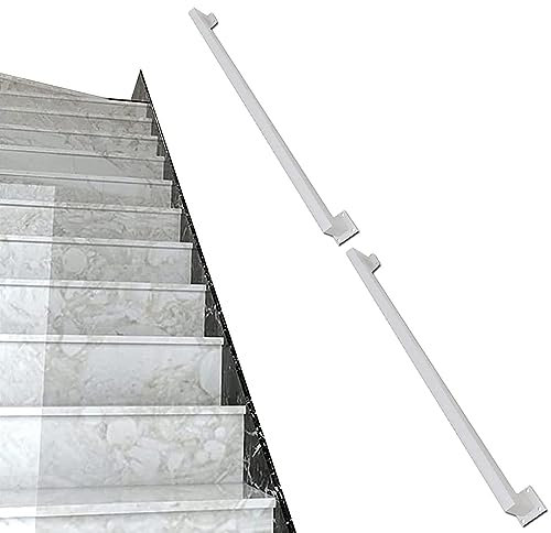 Handlauf für Treppen, weißes Vierkantrohr, Treppengeländer, Handlauf, Wandmontage, Metallgeländer, Rutschfester Haltegriff für Außenstufen oder Innentreppen (Größe: 16,4 Fuß/500 cm)