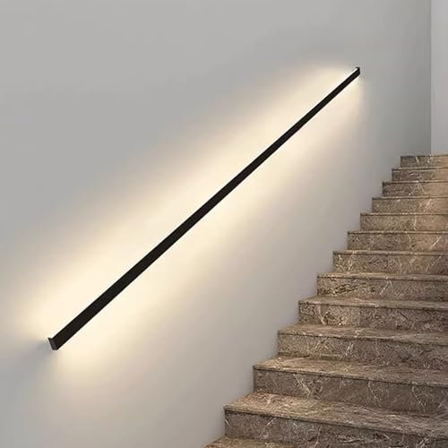 LED Lighted Staircase Handrail (Human Body Sensing), Wall-Mounted Indoor Stair Handrails, Handrail Railings + 4000K LED Light, for Outdoor Stairs Porch Entrance,1.5M