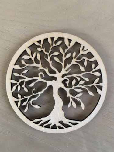 Générique Arbre de vie en bois, Décoration murale chambre, salon, décoration intérieur, image sculptée, découpée avec laser, déco mur, cadeau anniversaire, noël, baptême, mariage (20cm, 1)
