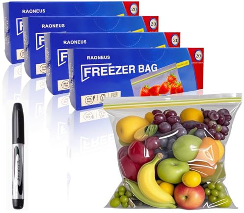 Zip Lock Bags Freezer Bags-BPA Free Food Storage Bags Reusable for Food Storage, Snacks, Fruits,Sandwich Bags (M)