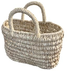 Kikadu Kids Shopper Natur aus Palmenblätter, 18 x 7 x 17 cm, nachhaltiger Einkaufskorb für Kinder ab 3 Jahren, Perfekt fürs Rollenspiel, Kinderzimmer & Outdoor-Abenteuer