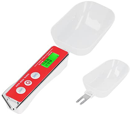 lvifloae Digitaler Messlöffel, intelligente Lebensmittelwaage, digitale Löffelwaage, tragbare Haushalts-Küchen-Backwaage aus Edelstahl für Mehl, Tee, Gewürze, 500 g/0,1 g, Schwarz (Rot)