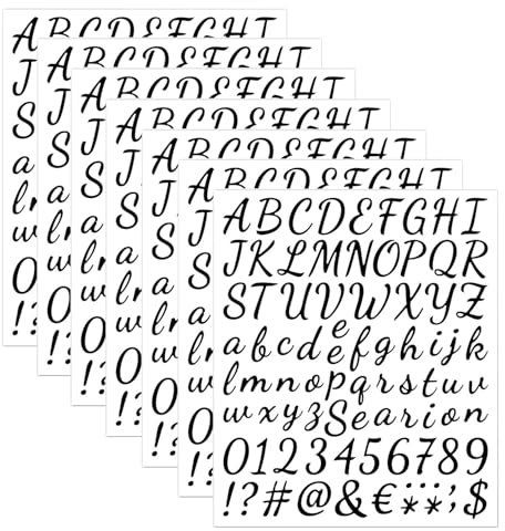 QZKJQDD Blatt Buchstaben Zahlen Aufkleber Set, 588 Stück, Schwarz, Vinyl, Minimalistisch, Alphabet, Dekoration, Sammelalbum