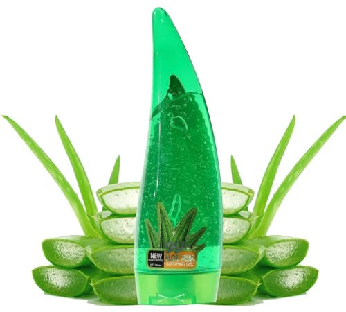 Gel Aloe Vera Bio Visage, Cheveux - 260ml Apaisant Naturel Hydratant Nourrissant pour Peaux Sèches Coups Soleil
