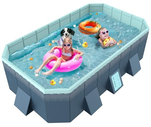 HawJReng Piscine hors sol pliable non gonflable pour jardin, piscine familiale (287 x 167,6 x 50,8 cm)