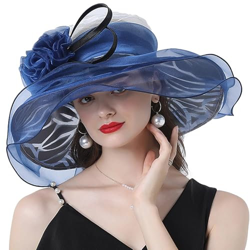 TINAYAUE Capeline Organza‌ Chapeaux Melon Femme Casquette Mariage Chapeau Vintage Fleurs Fascinators Anti Soleil Style Église Derby