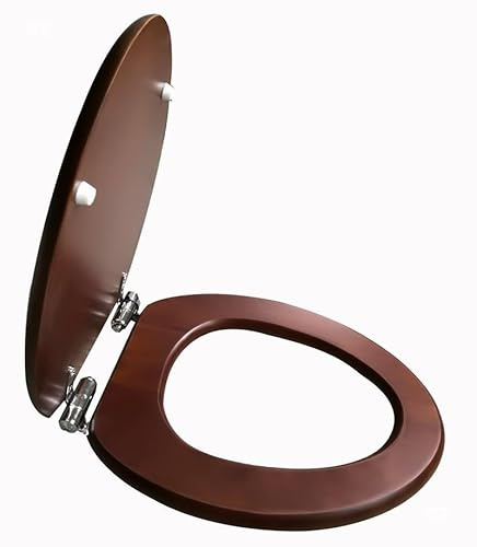 Solid Oak Toilet Seat - Soft Close Mechanism, Adjustable Hinge, Non-Slip Design, Anti-Bacterial Finish for Hygiene and Comfort, Durable Wood Cover
