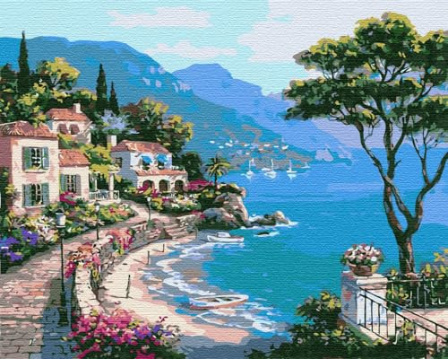 Artnapi Peinture par numéros, sans cadre pour adultes, livre et kit pour débutants et adultes, ensemble avec peintures acryliques et pinceaux, toile 40 x 50 cm, idéal comme cadeau