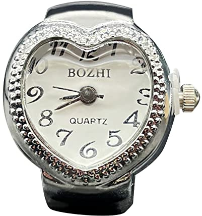 Generisch Echter Uhrenring um die Zeit zu sagen Vintage runder klobiger Ring silberner verstellbarer modischer Uhrenschmuck Ösen Ringe