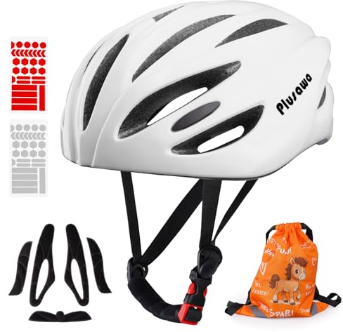 Plusawa Kids Bike Helmet, EN1078 Toddler Helmet for 5-18 Years, Lightweight PC Shell Kids Helmet, 50-60 cm Adjustable Ideal for Scooter, Skateboard, Cycling and Skating