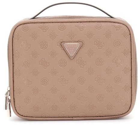 GUESS Kosmetiktasche Wilder Travel Cosmetic Organizer Case Dark Taupe Logo