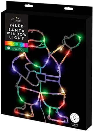 Multicoloured Santa Claus LED Christmas Window Light Decoration 44cm – Festive Battery Powered Hanging Holiday Décor for Windows, Walls & Doors