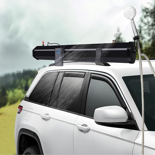 QuinteZhenTially Cuve Deau 18l/20l/30l Pression Toit Voiture,Douche Camping Solaire Exterieure,Réservoir Douche Solaire Camping,pour Montage Toit Véhicules Tout-Terrain Pick-Ups SUV 30L