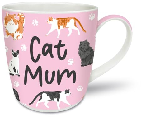 Smiling Faces MAKING SMILES SINCE 2001 New Bone China Mug, 330ml, White, Dishwasher & Microwave Safe, Cat Mum Theme, Gift Box Included
