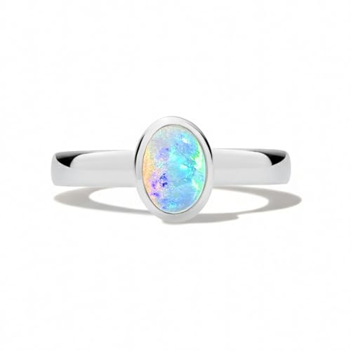 Liberty Angels – Damenring verstellbar mit Welo Opal – Echter Edelstein aus 925 Sterling Silber