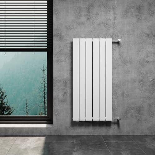 WITEN&NOCK Heizkörper Nabenabstand 900mm,Weiß 450x950mm Doppellagig, 882W | Flach Paneelheizkörper mit Seitenanschluss, Horizontal, für Badezimmer und Wohnzimmer,Austauschheizkörper inkl. Montageset