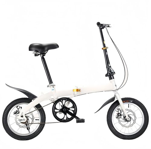 NIUSABOU Faltbares Fahrrad für Erwachsene mit Zusammenklappbares Mountainbike, schwarz/weiß, Variabler Single-Speed-Sitz, Verstellbarer Sitz, Rahmen aus Kohlenstoffstahl(White,Single Speed)