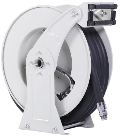 Yobadam Retractable Fuel Hose Reel, 3/4inx32.81ft 300PSI Spring Driven Auto Heavy Duty Oil Hose Reel with Fueling Nozzle, Ideal for Airplane, Ship, Vehicle & Truck