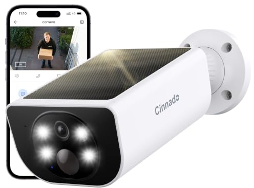 Cinnado 2K Camara Vigilancia WiFi Exterior Solar Sin Cables | Camaras de Vigilancia Domicilio con Panel solar, Humana/PIR Sirena, Visión Nocturna Color, Audio Bidireccional, IP65