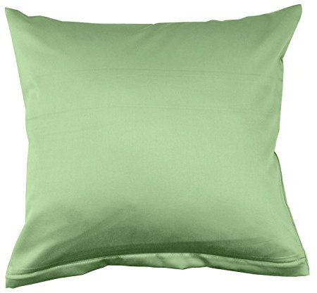 Lorena Uni Classic Mako-Satin Kissen Bezug einfarbig Baumwolle (Pistazie, 80 cm x 80 cm)