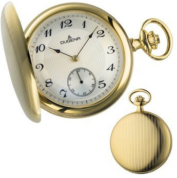 DUGENA Herren Taschenuhr Cavalier 4460501 – Klassische Taschenuhr mit Handaufzug & Kette – nostalgische Herrenuhr im goldfarbenen Gehäuse Vater, Opa oder Ehemann